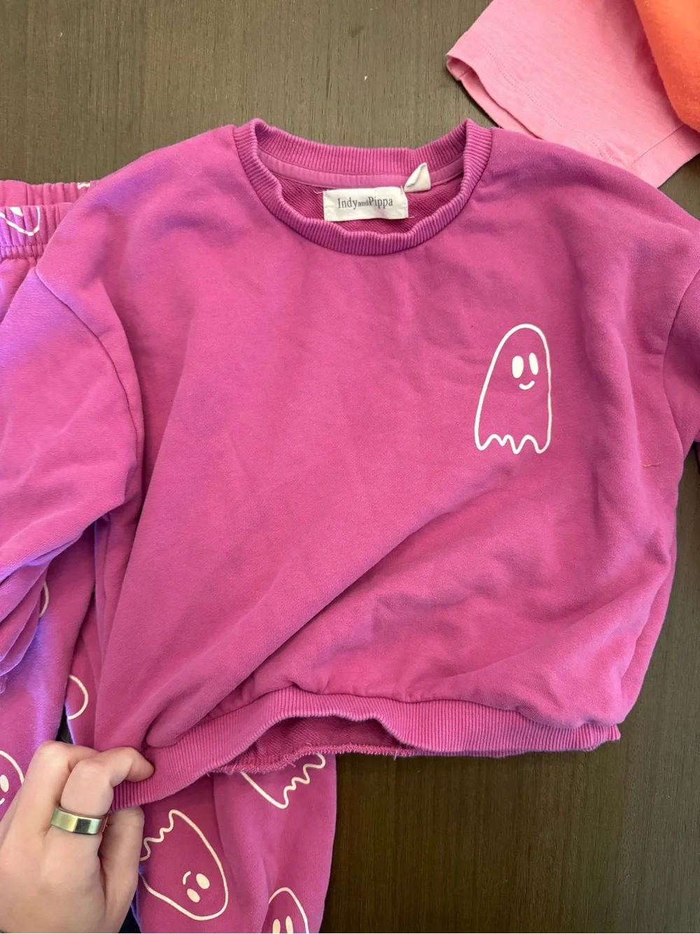 Indy & Pippa Kids Purple Ghost Sweatshirt & Jogger Matching Set